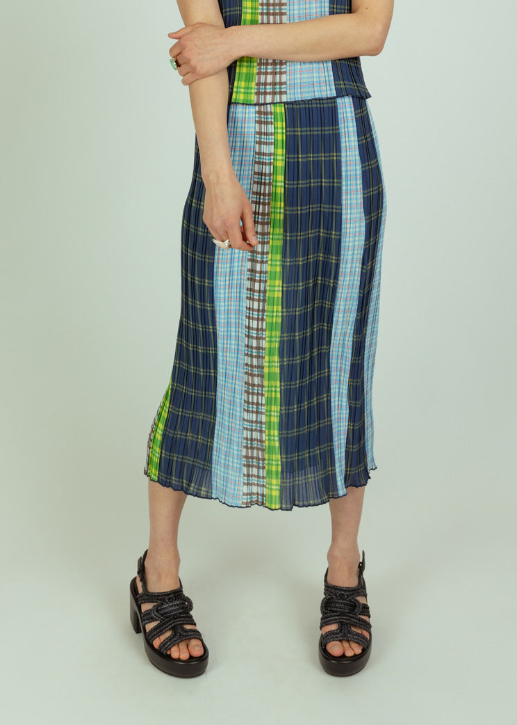 No. 6 Blue Plaid Hiroko Skirt