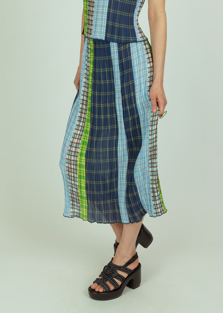 No. 6 Blue Plaid Hiroko Skirt