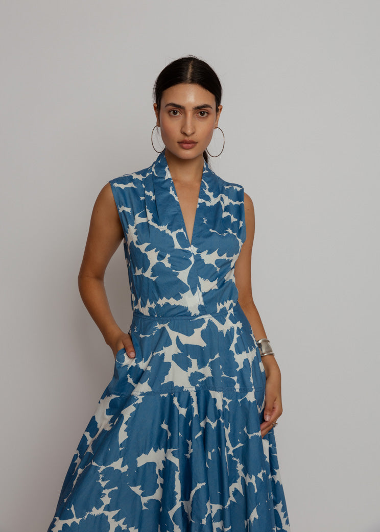 Mantu Light Blue Printed Crinkle Cotton Maxi Dress – Baby & Company