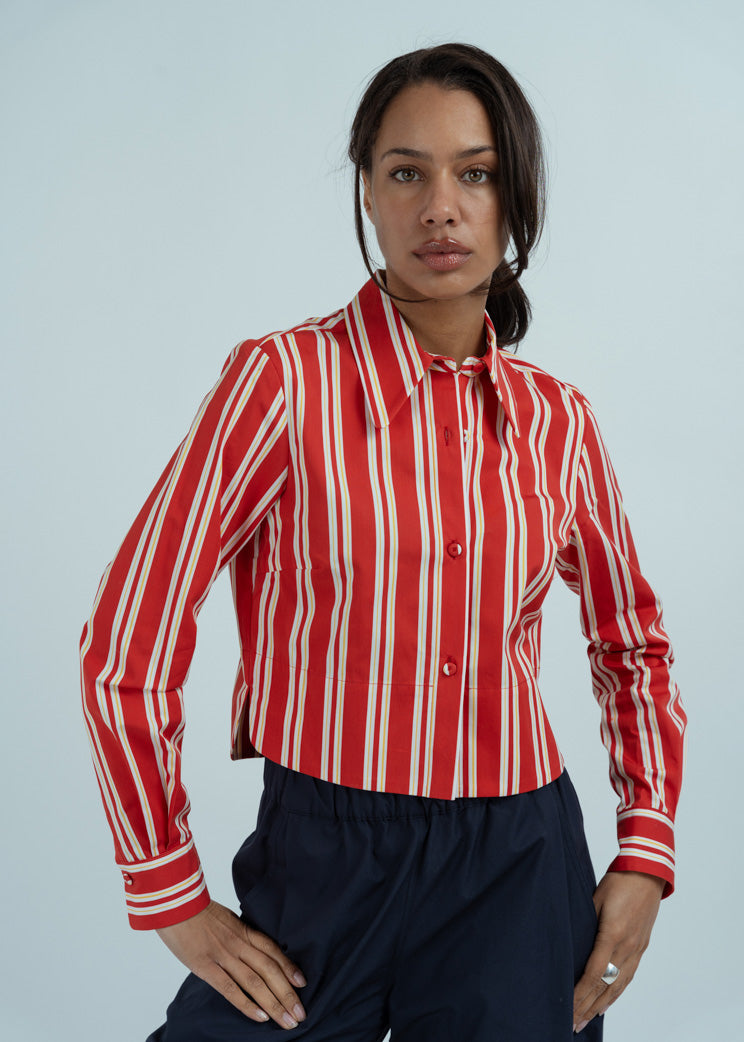lipstick dress shirt Odeeh Lipstick Stripe Cropped Shirt at Baby & Company
