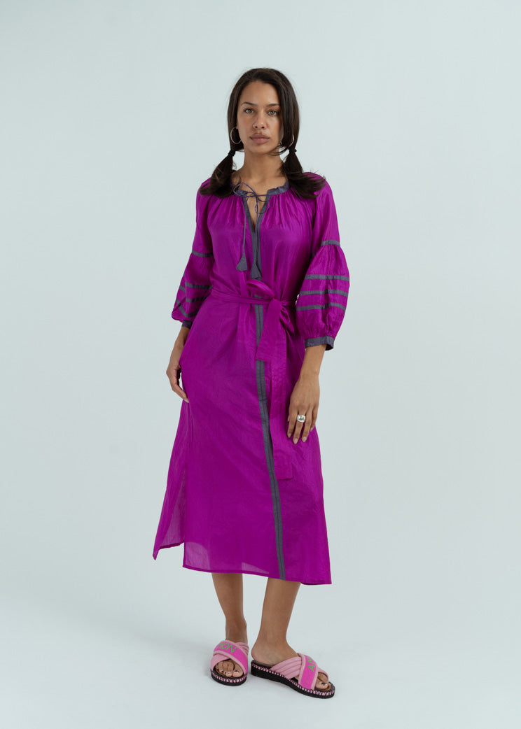 Anandi Joshi Magenta Silk Peasant Dress at Baby & Company