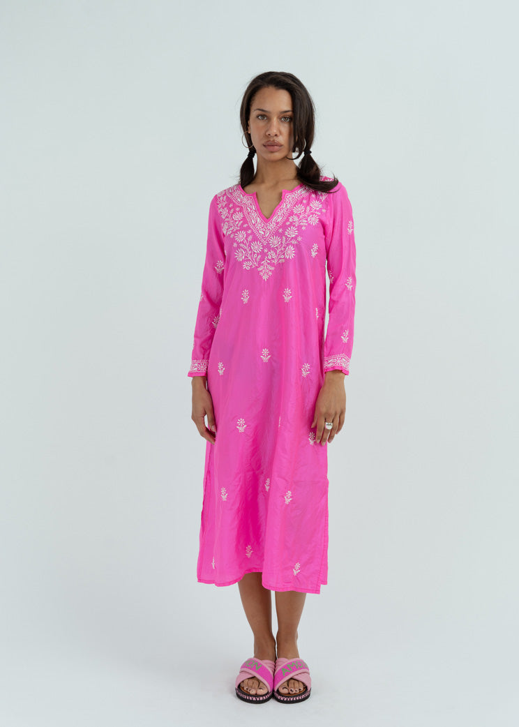 hot pink kaftan dress Hot Pink Embroidered Brocade Kaftan