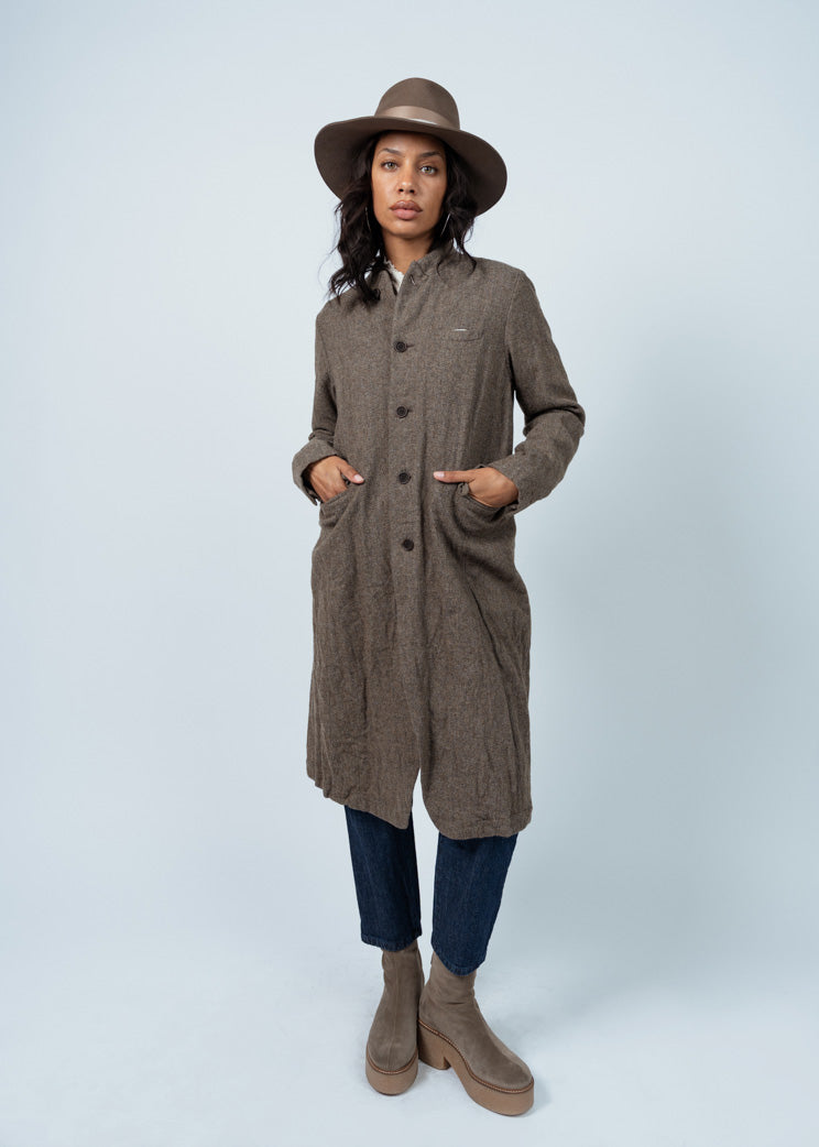 Pas De Calais Beige Chesterfield Herringbone Eco Wool Coat – Baby