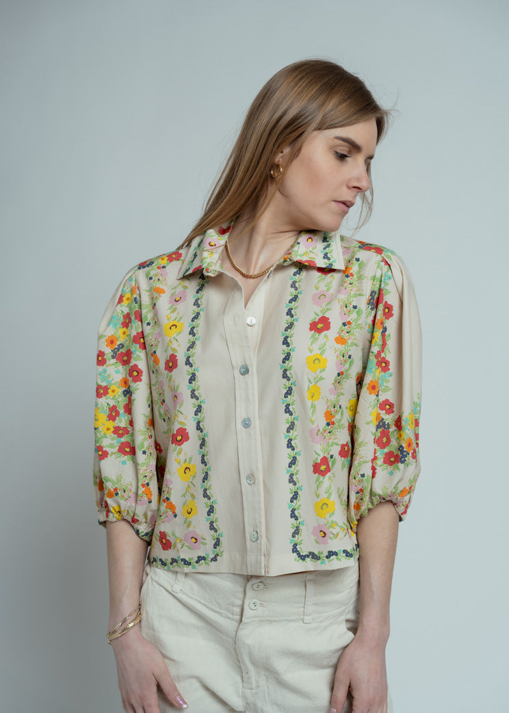 Hope for Flowers Custard Floral Tuck Sleeve Shirt – Baby & Company