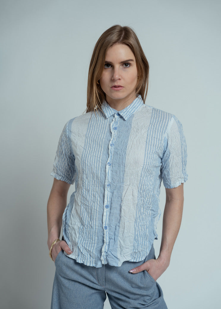 Pas De Calais Off White Shirring Stripe Blouse – Baby & Company