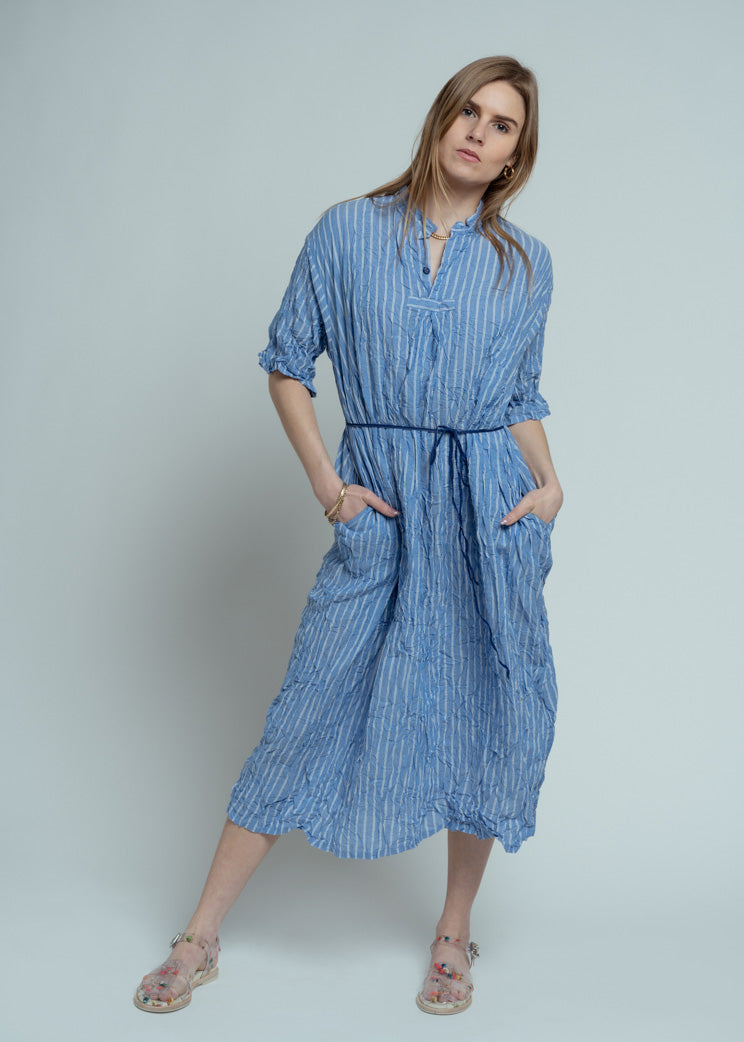 blue stripe chessie dress CHEESECLOTH STRIPE DRESS BLUE Alexia-Loves