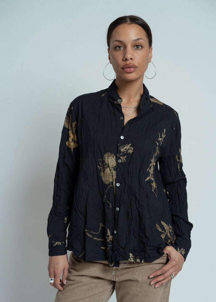 【美品】yilon Joli flower blouse black Pas de Calais Navy Japonism Flower Print Blouse – Baby & Company