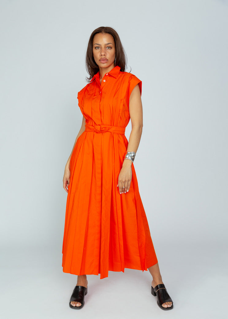 Mantu Orange Red Pleat Front Dress at Baby & Company