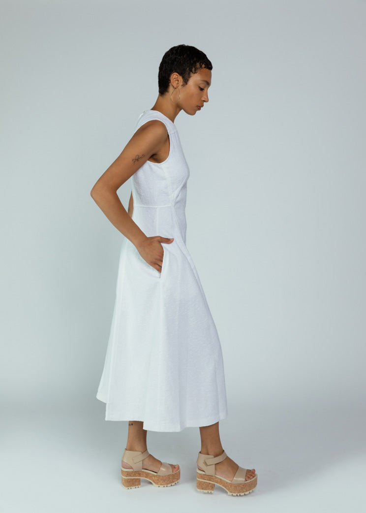 cotton sleeveless dress Odeeh Milk Cotton Textured Sleeveless Dress at Baby & Company