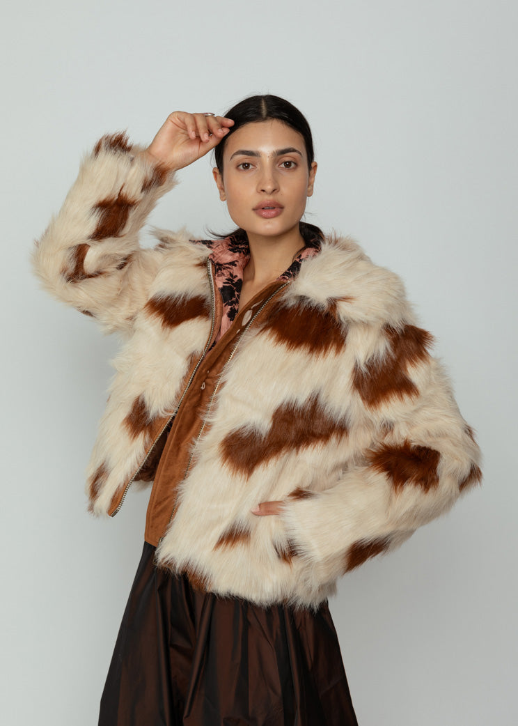 Shops cow fur coat