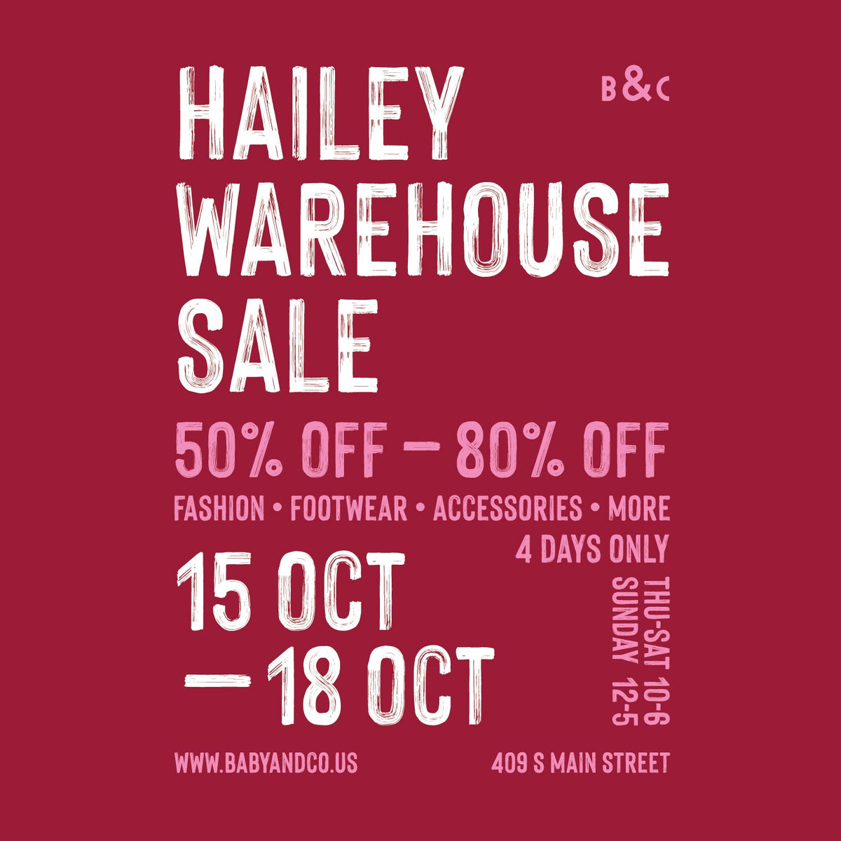 Hailey Warehouse Sale