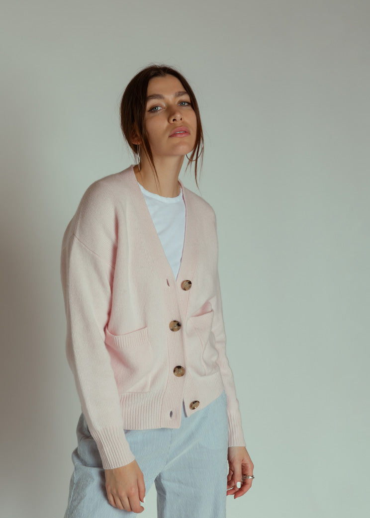 Allude Allude Pink Cashmere Cardigan Sweater