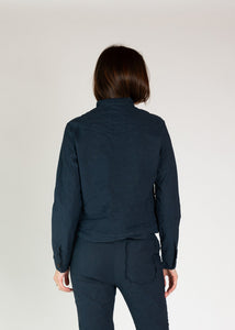 Aequamente Navy Cotton Linen Wrinkle Jacket