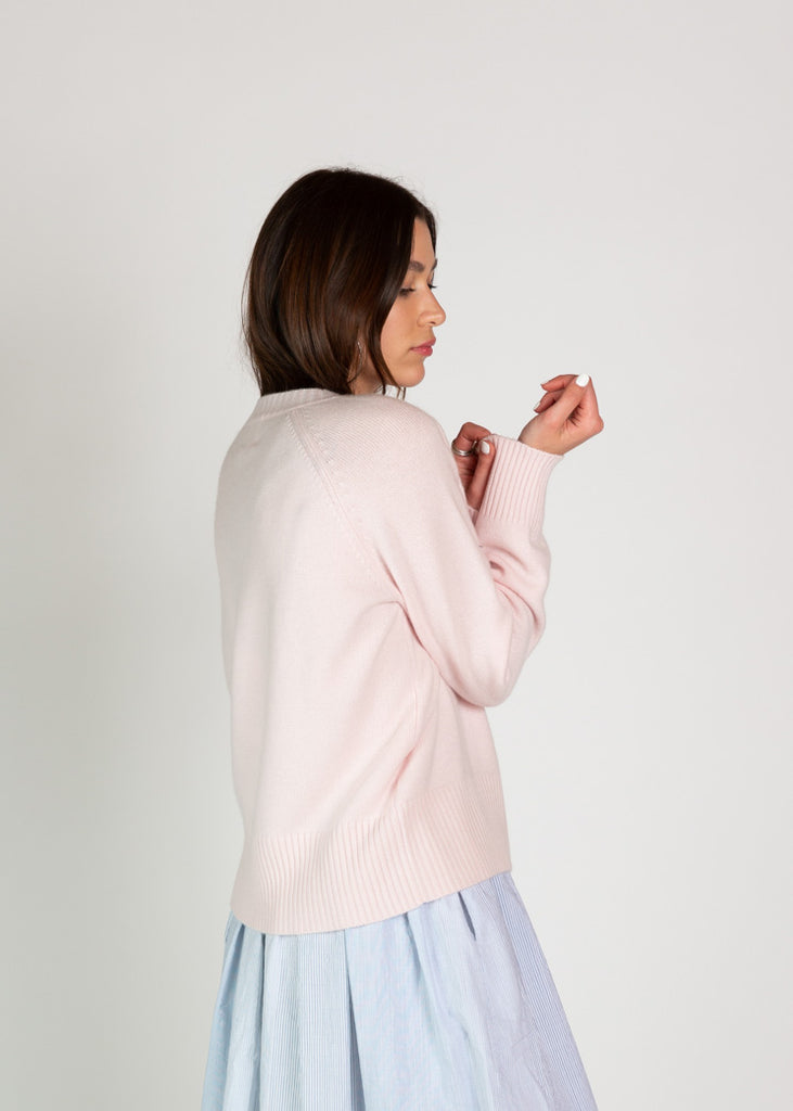 Allude Pink Cashmere Crew Sweater