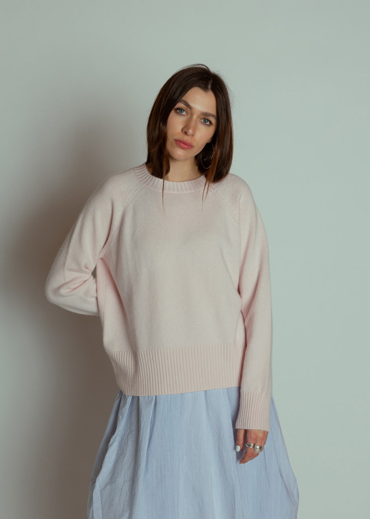 Allude Pink Cashmere Crew Sweater
