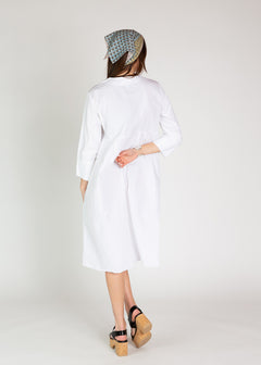 Aequamente White Cotton Pullover Dress