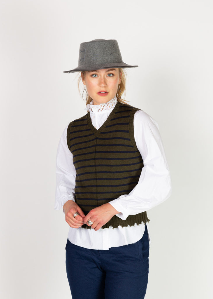 Hannoh Kecilia Stripe Wool Vest