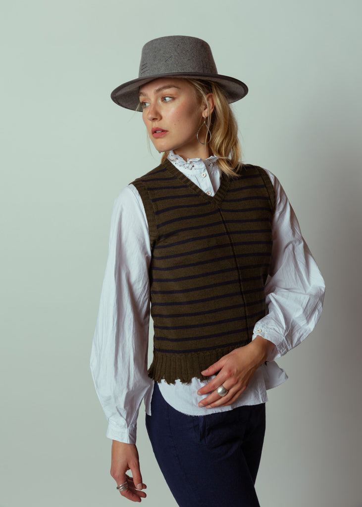 Hannoh Kecilia Stripe Wool Vest