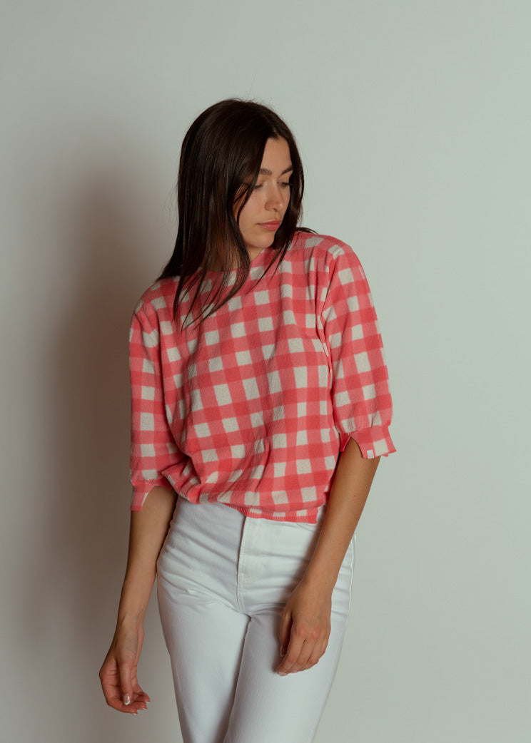 Antipast Pink Check Cotton Pullover