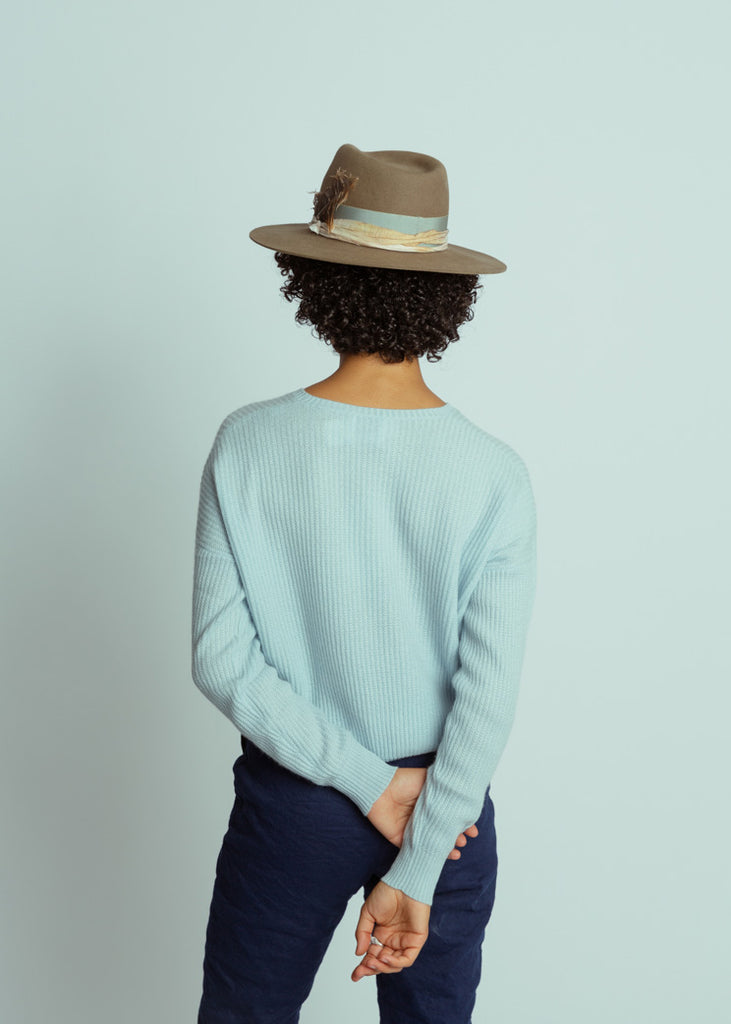 Allude Light Blue Ribbed Sweater