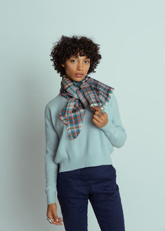 Epice Turquoise Check Wool Scarf