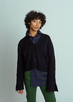 Allude Navy Wool Cashmere Cardigan