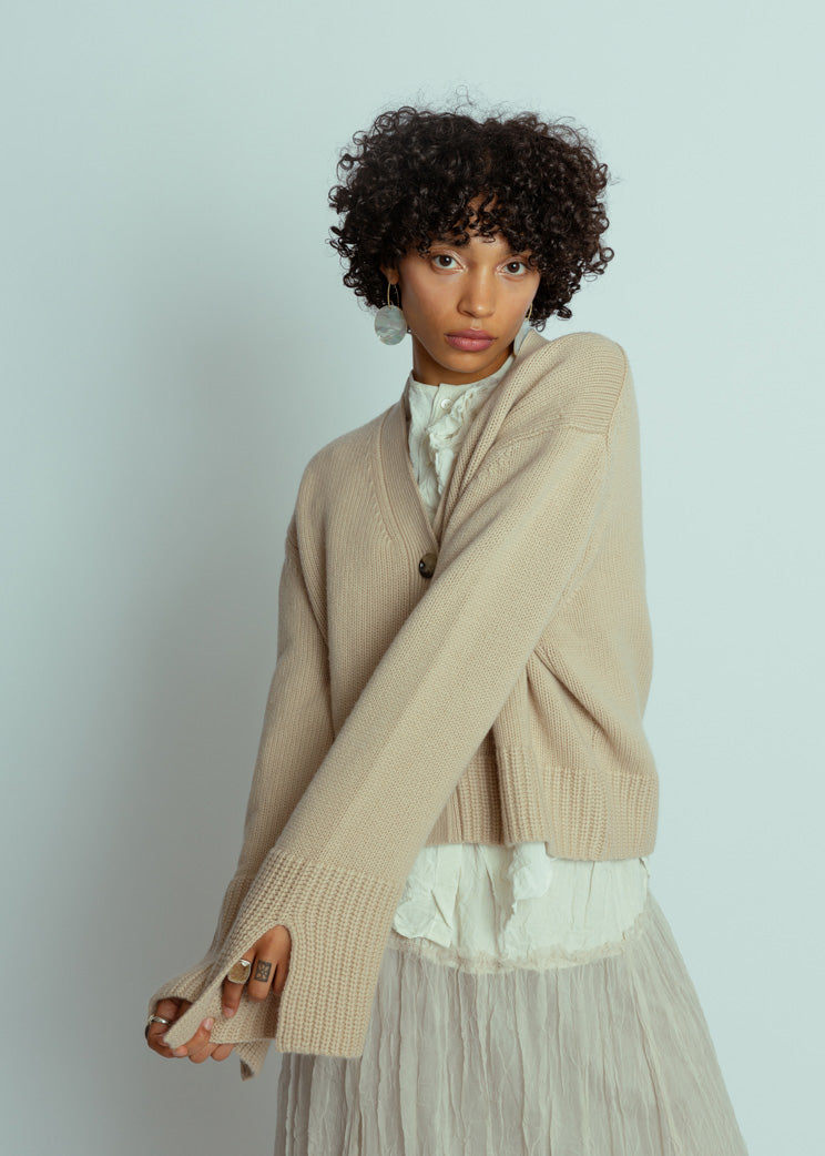 Allude Allude Beige Wool Cashmere Cardigan