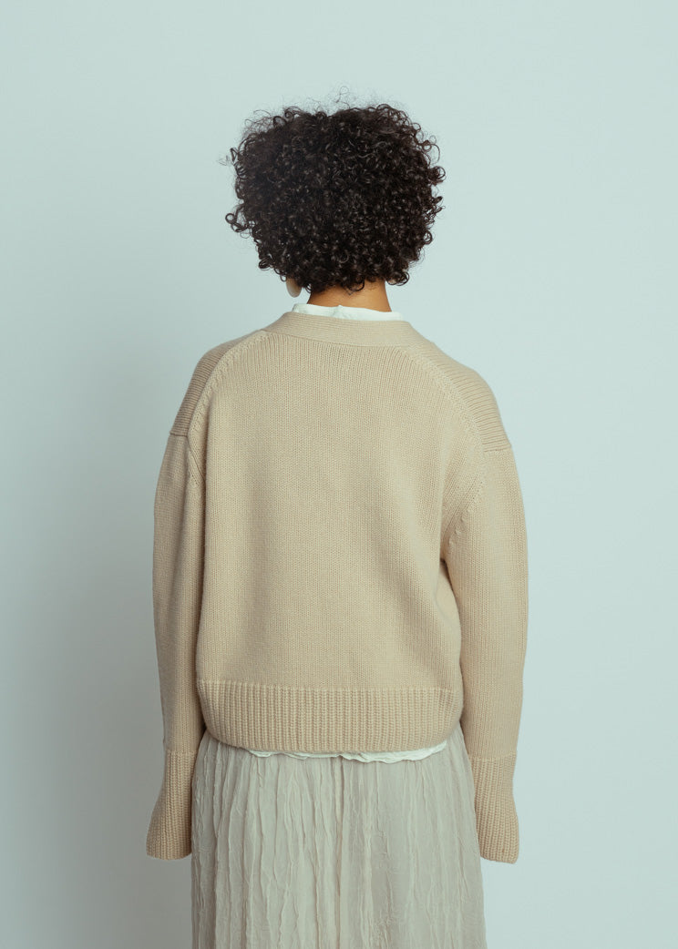 Allude Beige Wool Cashmere Cardigan
