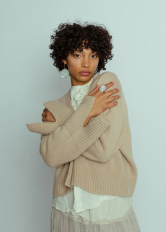 Allude Beige Wool Cashmere Cardigan