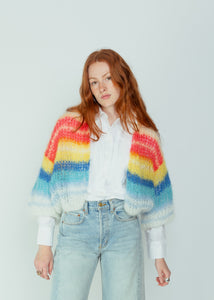 Maiami Sunset Stripes Mohair Bomber Cardigan