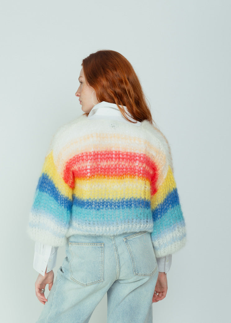 Maiami Sunset Stripes Mohair Bomber Cardigan