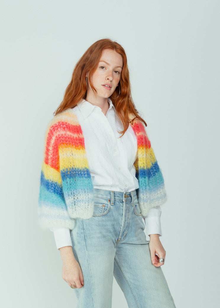 Maiami Sunset Stripes Mohair Bomber Cardigan