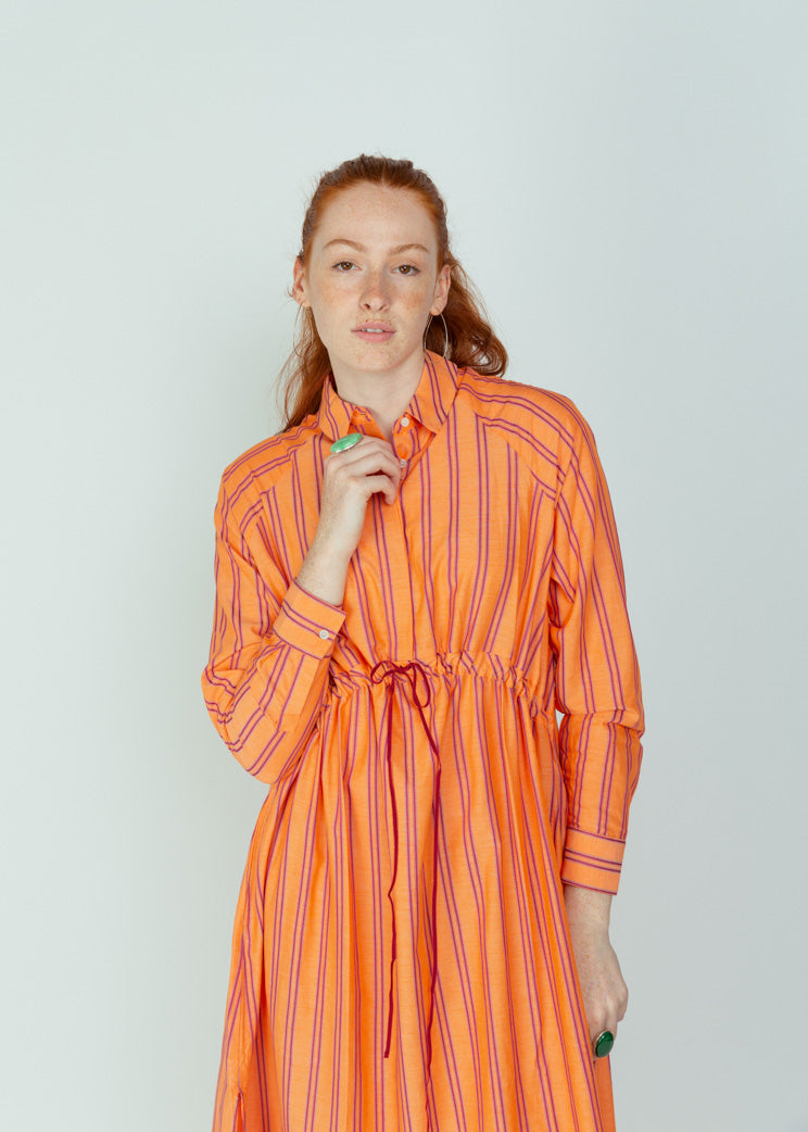 Chloe Stora Noemie Orange Stripe Dress