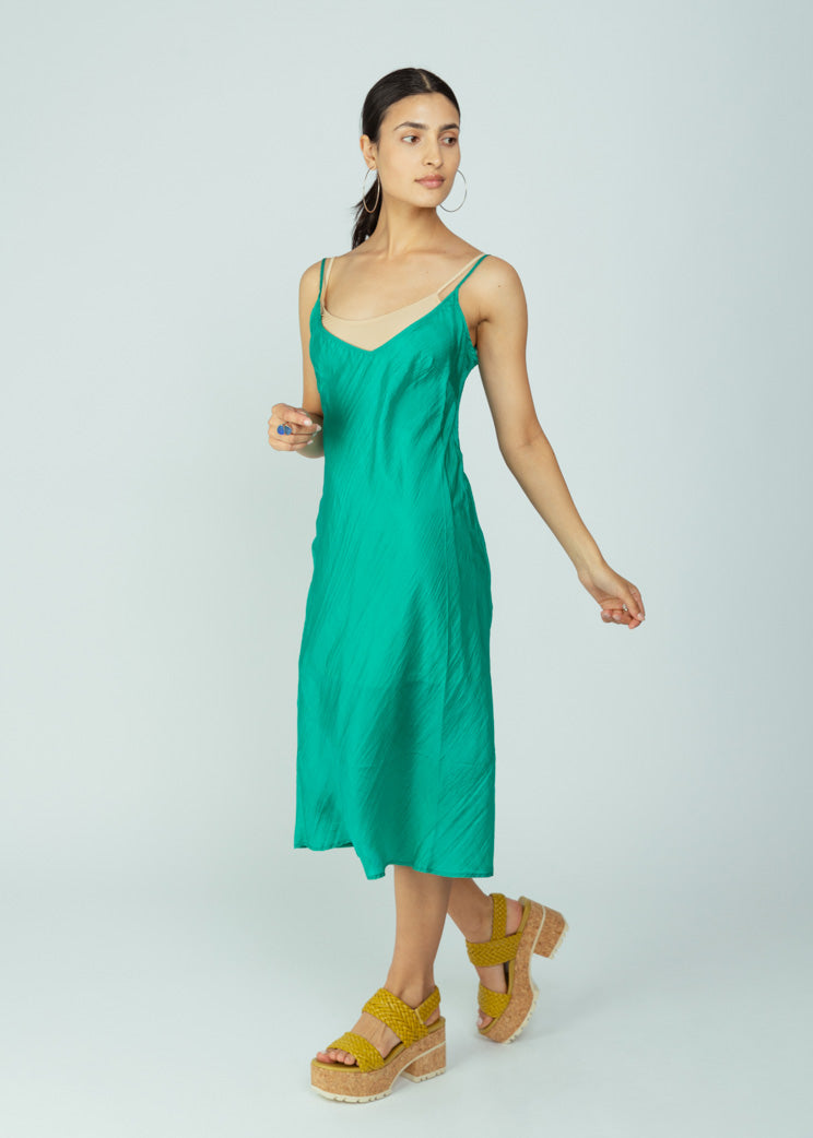 Lost and Found Dark Aqua Slip Dress