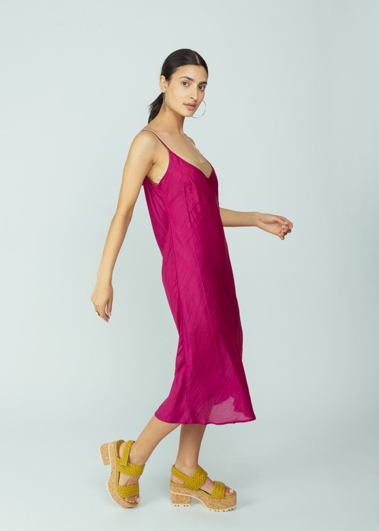 Lost and Found Magenta Slip Dress