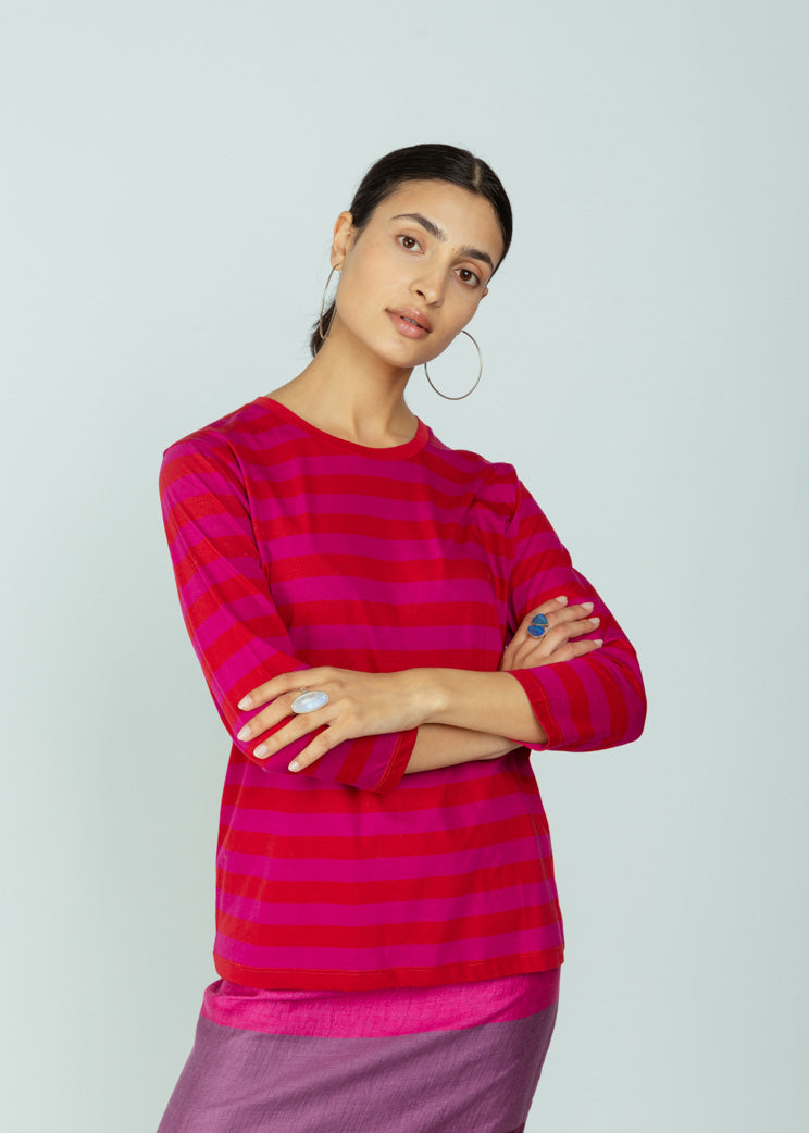 Lost and Found Fuchsia Stripe Tee