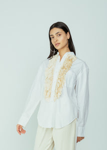 Sur+ Blush White Tux Ruffle Shirt