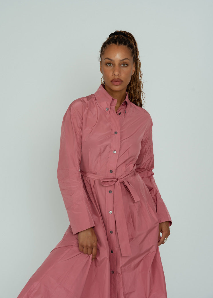 Odeeh Rouge Taffeta Shirt Dress