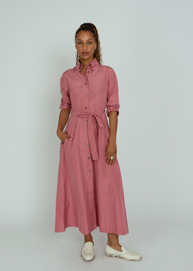 Odeeh Rouge Taffeta Shirt Dress