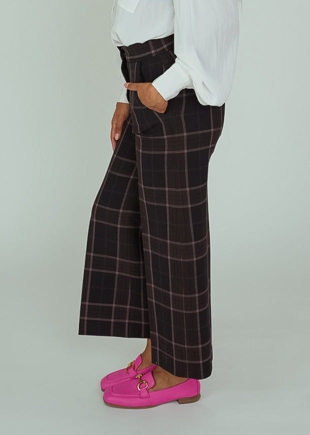 Smythe Rosewood Plaid Wide Leg Pant