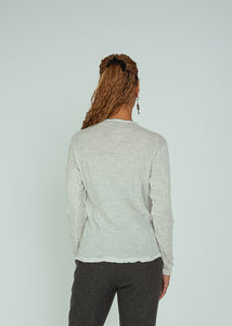 Pas de Calais Gray Wool Gauze Crew Pullover