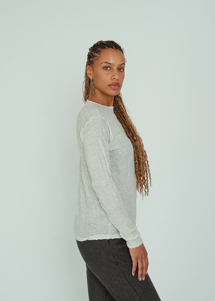 Pas de Calais Gray Wool Gauze Crew Pullover