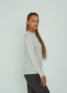 Pas de Calais Gray Wool Gauze Crew Pullover