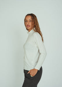 Pas de Calais Ivory Cotton Wool Rib Turtleneck