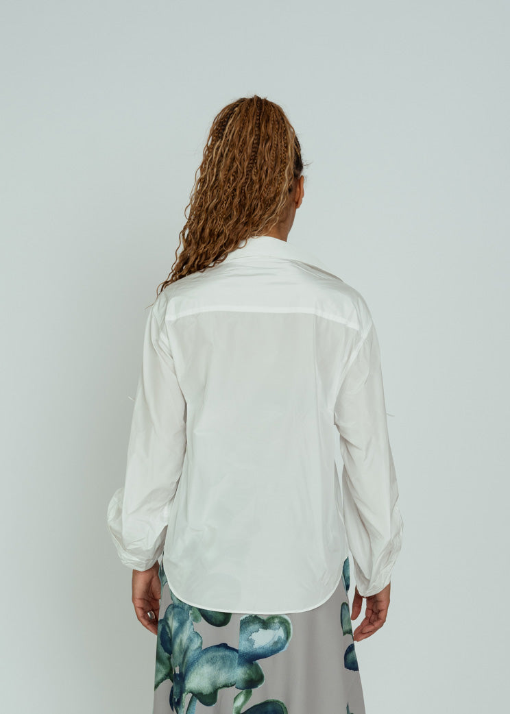 Odeeh White Taffeta Button Front Shirt