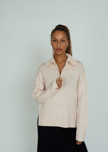 Allude Delicate Wool Cashmere Troyer Sweater