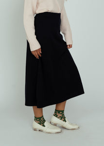 Allude Navy Wool Cashmere Sweater Knit Skirt