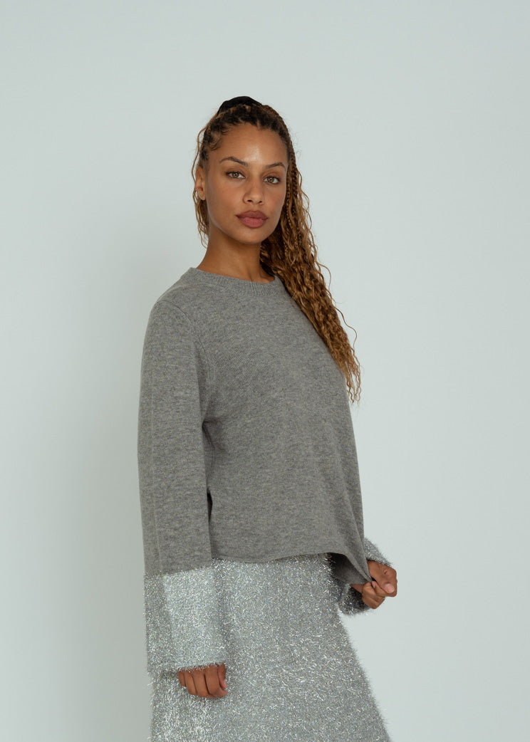 Allude Silver Tinsel Trim Sweater