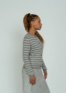 Allude Tinsel Knit Cardigan Sweater