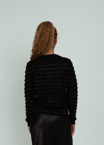 Allude Black Tinsel Knit Cardigan Sweater